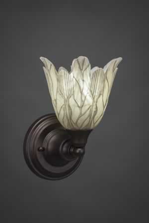 Wall Sconce Shown In Bronze Finish With 7" Vanilla Leaf Glass