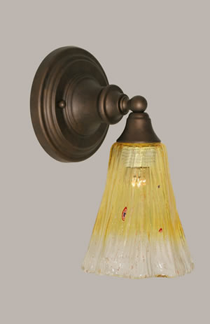 Wall Sconce Shown In Bronze Finish With 5.5" Gold Champagne Crystal Glass