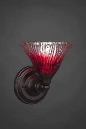 Wall Sconce Shown In Bronze Finish With 7" Raspberry Crystal Glass