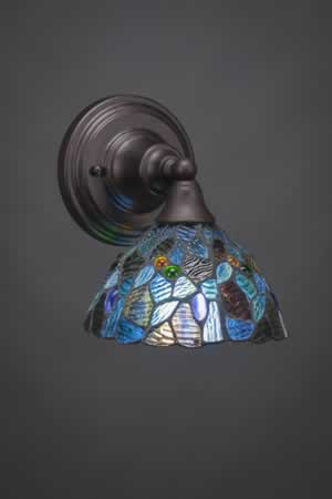 Wall Sconce Shown In Bronze Finish With 7" Blue Mosaic Tiffany Glass