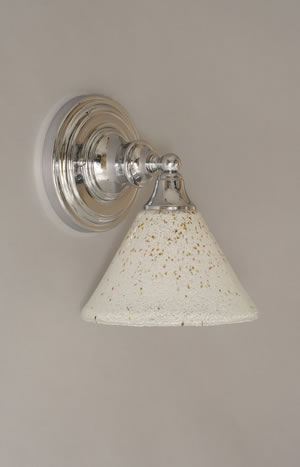 Wall Sconce Shown In Chrome Finish With 7" Gold Ice Glass