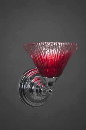 Wall Sconce Shown In Chrome Finish With 7" Raspberry Crystal Glass