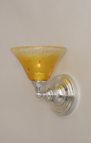 Wall Sconce Shown In Chrome Finish With 7" Gold Champagne Crystal Glass