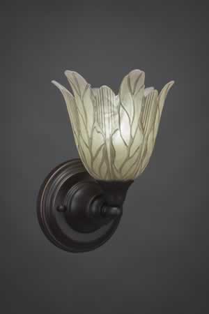 Wall Sconce Shown In Dark Granite Finish With 7" Vanilla Leaf Glass