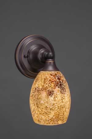 Wall Sconce Shown In Dark Granite Finish With 5" Gold Fusion Glass