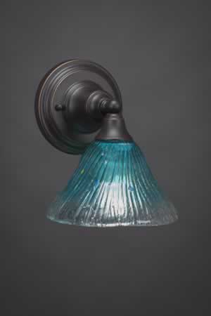 Wall Sconce Shown In Dark Granite Finish With 7" Teal Crystal Glass