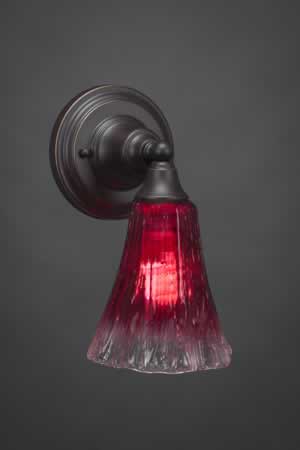 Wall Sconce Shown In Dark Granite Finish With 5.5" Raspberry Crystal Glass