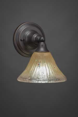 Wall Sconce Shown In Dark Granite Finish With 7" Amber Crystal Glass
