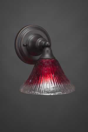 Wall Sconce Shown In Dark Granite Finish With 7" Raspberry Crystal Glass