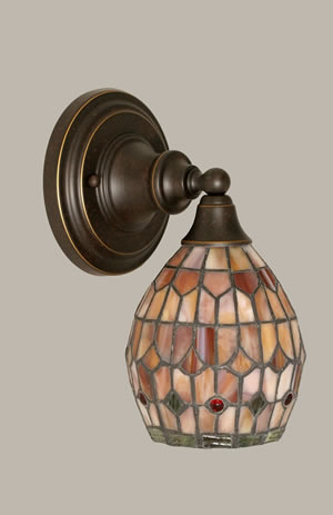 Wall Sconce Shown In Dark Granite Finish With 5.5" Rosetta Tiffany Glass