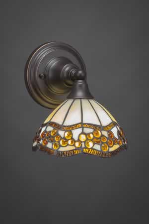 Wall Sconce Shown In Dark Granite Finish With 7" Roman Jewel Tiffany Glass