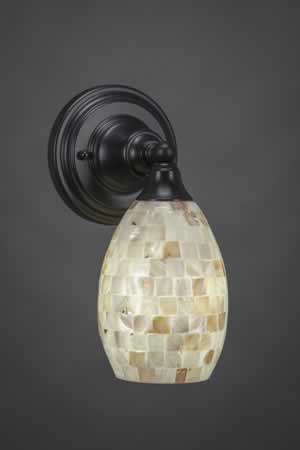 Wall Sconce Shown In Matte Black Finish With 5" Seashell Glass