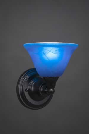 Wall Sconce Shown In Matte Black Finish With 7" Blue Italian Glass