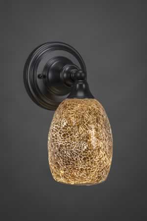 Wall Sconce Shown In Matte Black Finish With 10.75" Gold Fusion Glass