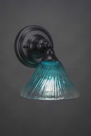 Wall Sconce Shown In Matte Black Finish With 7" Teal Crystal Glass