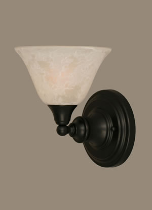 Wall Sconce Shown In Matte Black Finish With 7" White Marble Glass