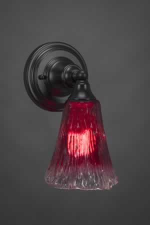 Wall Sconce Shown In Matte Black Finish With 5.5" Fluted Raspberry Crystal Glass