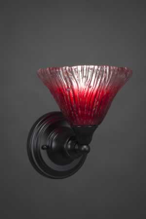 Wall Sconce Shown In Matte Black Finish With 7" Raspberry Crystal Glass