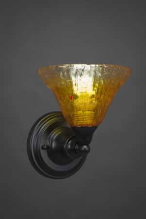 Wall Sconce Shown In Matte Black Finish With 7" Gold Champagne Crystal Glass