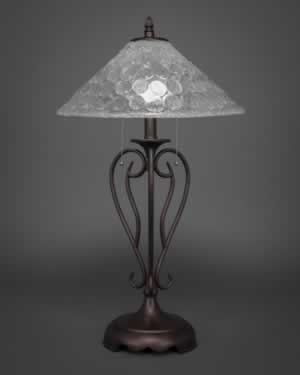 Olde Iron Table Lamp Shown In Bronze With 16" Italian Bubble Glass