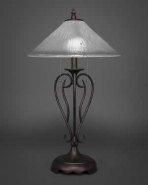 Olde Iron Table Lamp Shown In Bronze With 16" Frosted Crystal Glass
