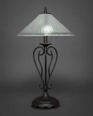 Olde Iron Table Lamp Shown In Dark Granite Finish With 16" Frosted Crystal Glass