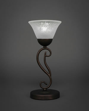 Olde Iron Mini Table Lamp Shown in Bronze Finish With 7” White Marble Glass