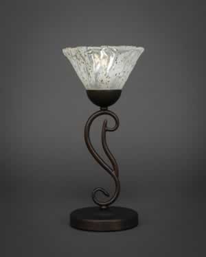 Olde Iron Mini Table Lamp Shown in Bronze Finish With 7” Italian Ice Glass