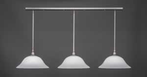 3 Light Multi Light Pendant With Hang Straight Swivels Shown In Brushed Nickel Finish With 16" Italian Bubble Glass