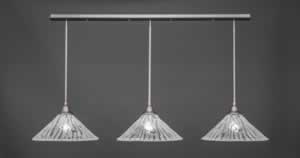 3 Light Multi Light Pendant With Hang Straight Swivels Shown In Brushed Nickel Finish With 16" Italian Ice Glass