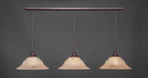 3 Light Multi Light Pendant With Hang Straight Swivels Shown In Bronze Finish With 16" Italian Marble Glass