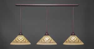 3 Light Multi Light Pendant With Hang Straight Swivels Shown In Bronze Finish With 16" Chocolate Icing Glass