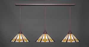 3 Light Multi Light Pendant With Hang Straight Swivels Shown In Bronze Finish With 16" Hampton Tiffany Glass