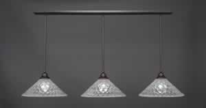 3 Light Multi Light Pendant With Hang Straight Swivels Shown In Dark Granite Finish With 16" Italian Bubble Glass