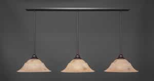 3 Light Multi Light Pendant With Hang Straight Swivels Shown In Dark Granite Finish With 16" Italian Marble Glass