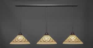 3 Light Multi Light Pendant With Hang Straight Swivels Shown In Dark Granite Finish With 16" Chocolate Icing Glass