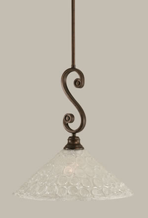 Curl Mini Pendant Shown In Bronze Finish With 16" Italian Bubble Glass