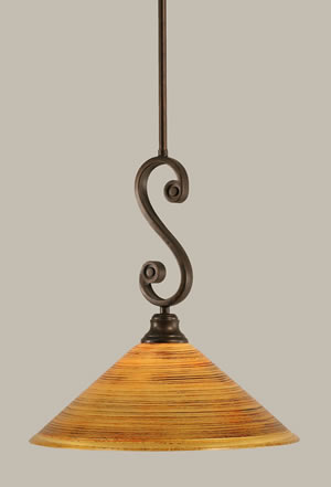 Curl Mini Pendant Shown In Bronze Finish With 16" Firré Saturn Glass