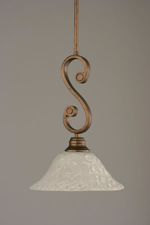 Curl Mini Pendant With Hang Straight Swivel Shown In Bronze Finish With 10" Italian Bubble Glass