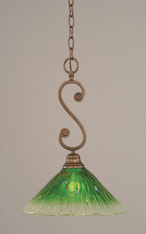 Bronze Finish Mini-Pendant with 10" Kiwi Green Crystal Glass