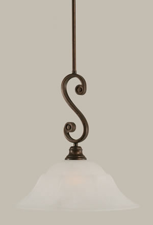 Curl Mini Pendant Shown In Bronze Finish With 16" White Marble Glass