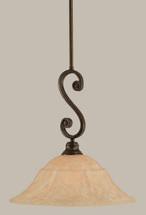 Curl Mini Pendant Shown In Bronze Finish With 16" Italian Marble Glass