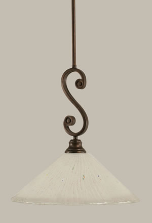 Curl Mini Pendant Shown In Bronze Finish With 16" Frosted Crystal Glass