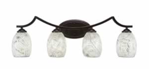 Zilo 4 Light Bath Bar Shown In Dark Granite Finish With 5" Natural Fusion Glass