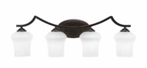 Zilo 4 Light Bath Bar Shown In Dark Granite Finish With 5.5" Zilo White Linen Glass