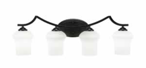 Zilo 4 Light Bath Bar Shown In Matte Black Finish With 5.5" Zilo White Linen Glass