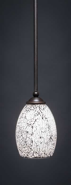 Zilo 1 Light Mini Pendant Shown In Dark Granite Finish With 5" Black Fusion Glass