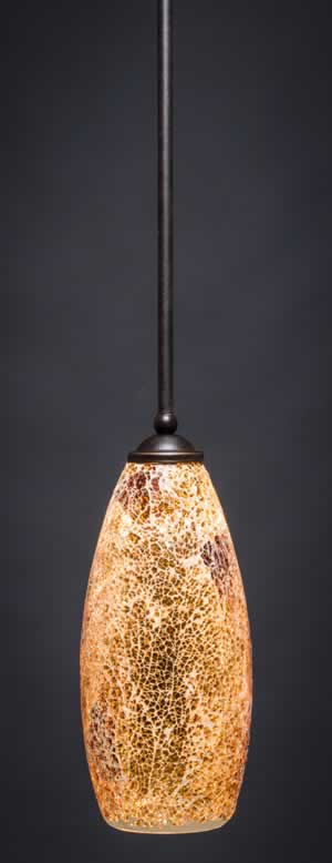 Zilo 1 Light Mini Pendant Shown In Dark Granite Finish With 5.5" Gold Fusion Glass