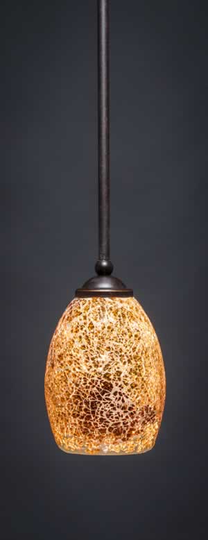 Zilo 1 Light Mini Pendant Shown In Dark Granite Finish With 5" Gold Fusion Glass