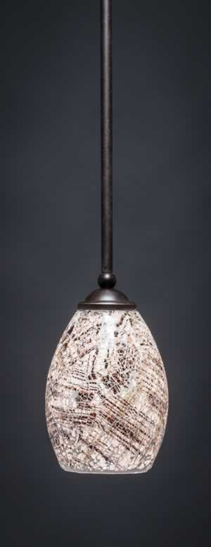 Zilo 1 Light Mini Pendant Shown In Dark Granite Finish With 5" Natural Fusion Glass